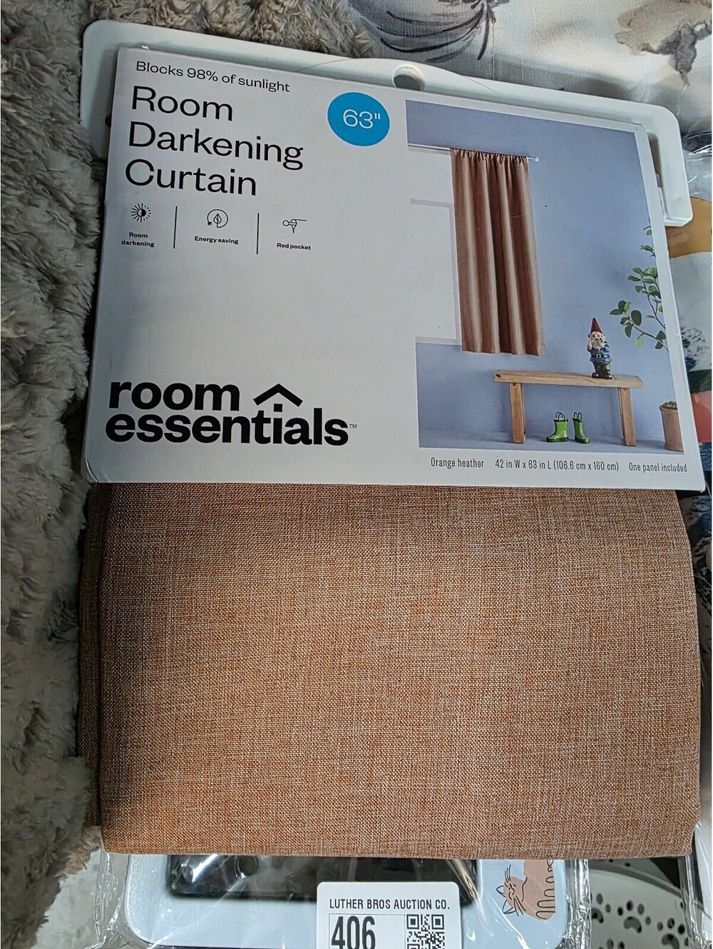 Room Essentials 63" Room Darkening Curtain Panel Orange Heather